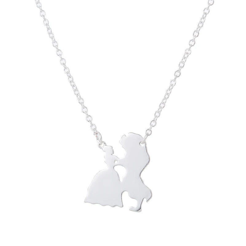 2025 New Movie Jewelry Beauty and the Beast Necklace for Women Prince Princess Pendant Necklaces Lover Accessories Gifts