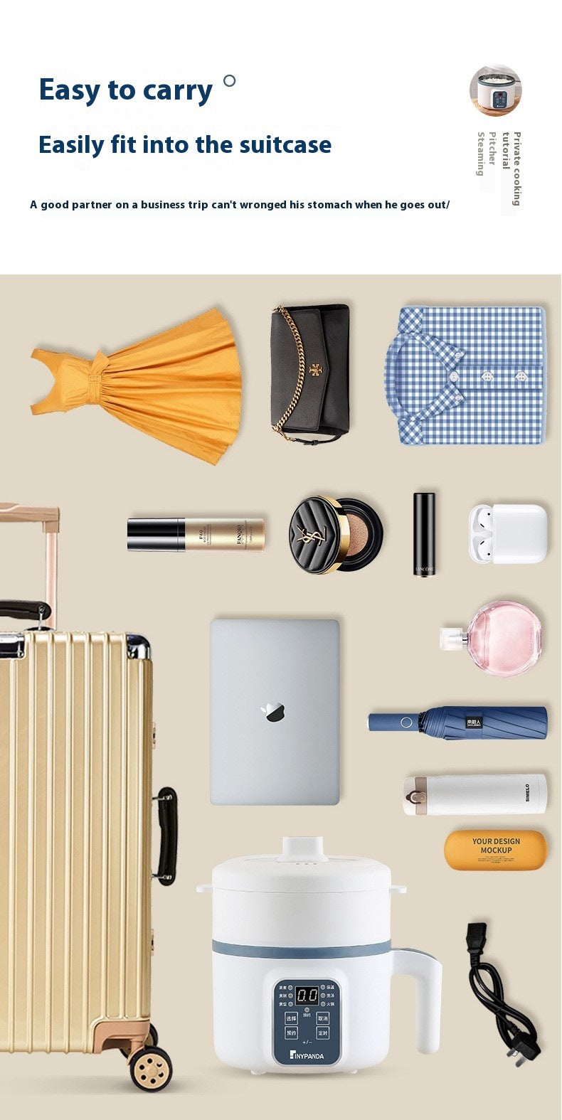 Household Electric Cooking Machine 1-2 People Hot Pot Stew Heating Eggs Soup Non-stick Pan Multifunction Electric Rice Cooker