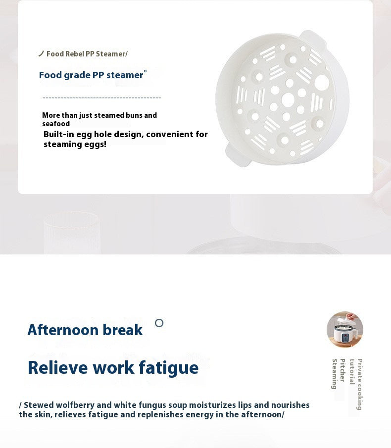 Household Electric Cooking Machine 1-2 People Hot Pot Stew Heating Eggs Soup Non-stick Pan Multifunction Electric Rice Cooker