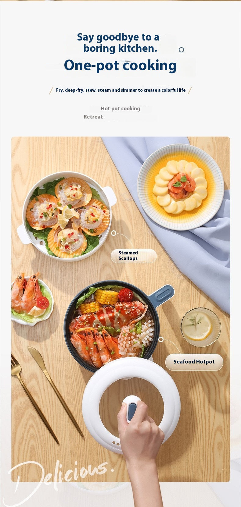 Household Electric Cooking Machine 1-2 People Hot Pot Stew Heating Eggs Soup Non-stick Pan Multifunction Electric Rice Cooker