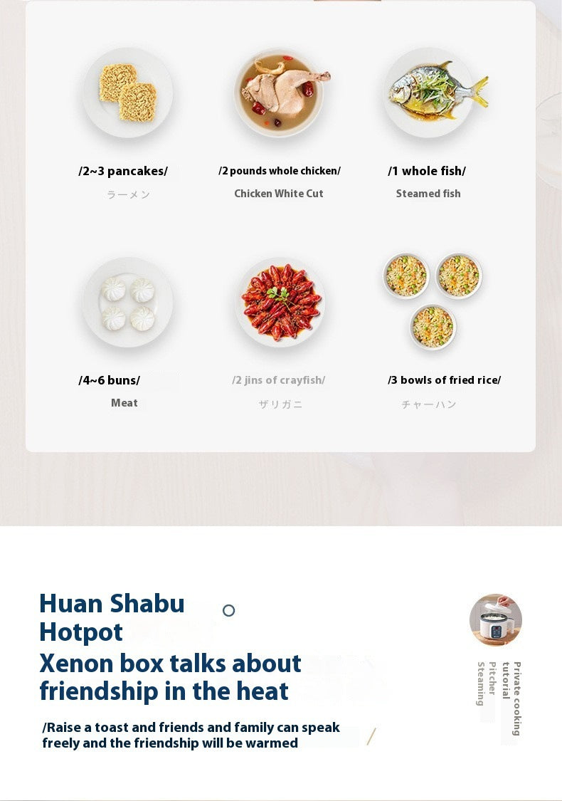 Household Electric Cooking Machine 1-2 People Hot Pot Stew Heating Eggs Soup Non-stick Pan Multifunction Electric Rice Cooker