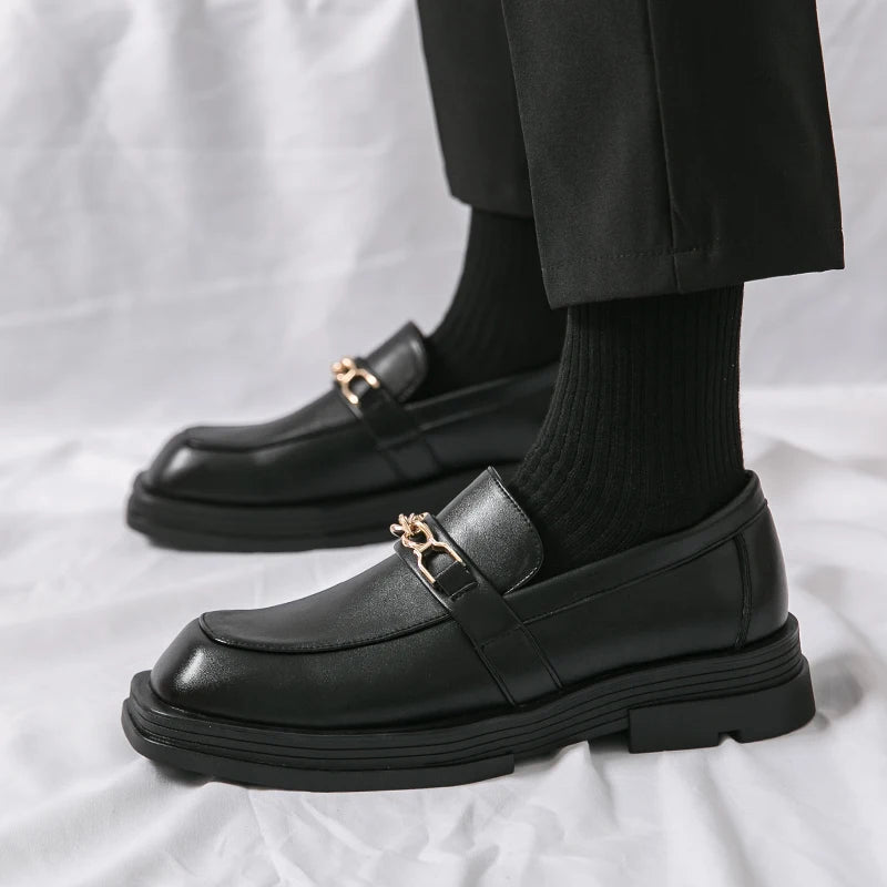 Male Luxury white Loafers Shoes Leather Shoe Men Platform Retro Business Work Shoes Spring Autumn Derby Shoes Low Top Man Casual