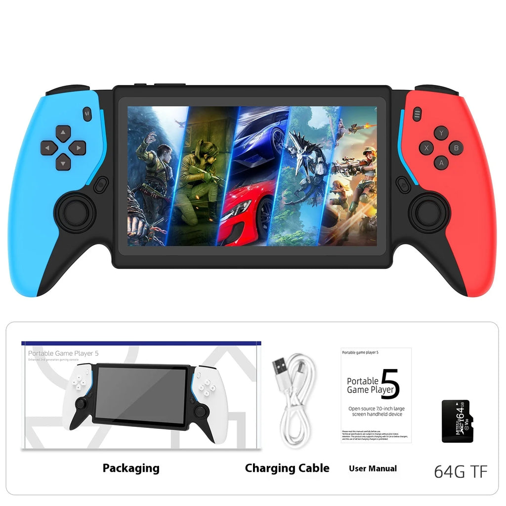 New PS5 7.0 Inch 64G Open Source System Dual Controller Handheld Game Console For PSP Street Fighter Competition
