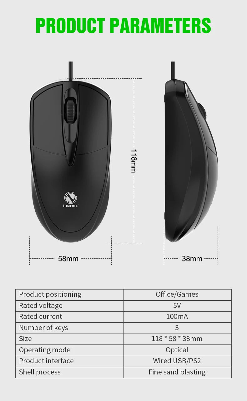 301 Wired Mouse Office Gaming Desktop Computer Laptop Business Mouse USB Optical Mouse