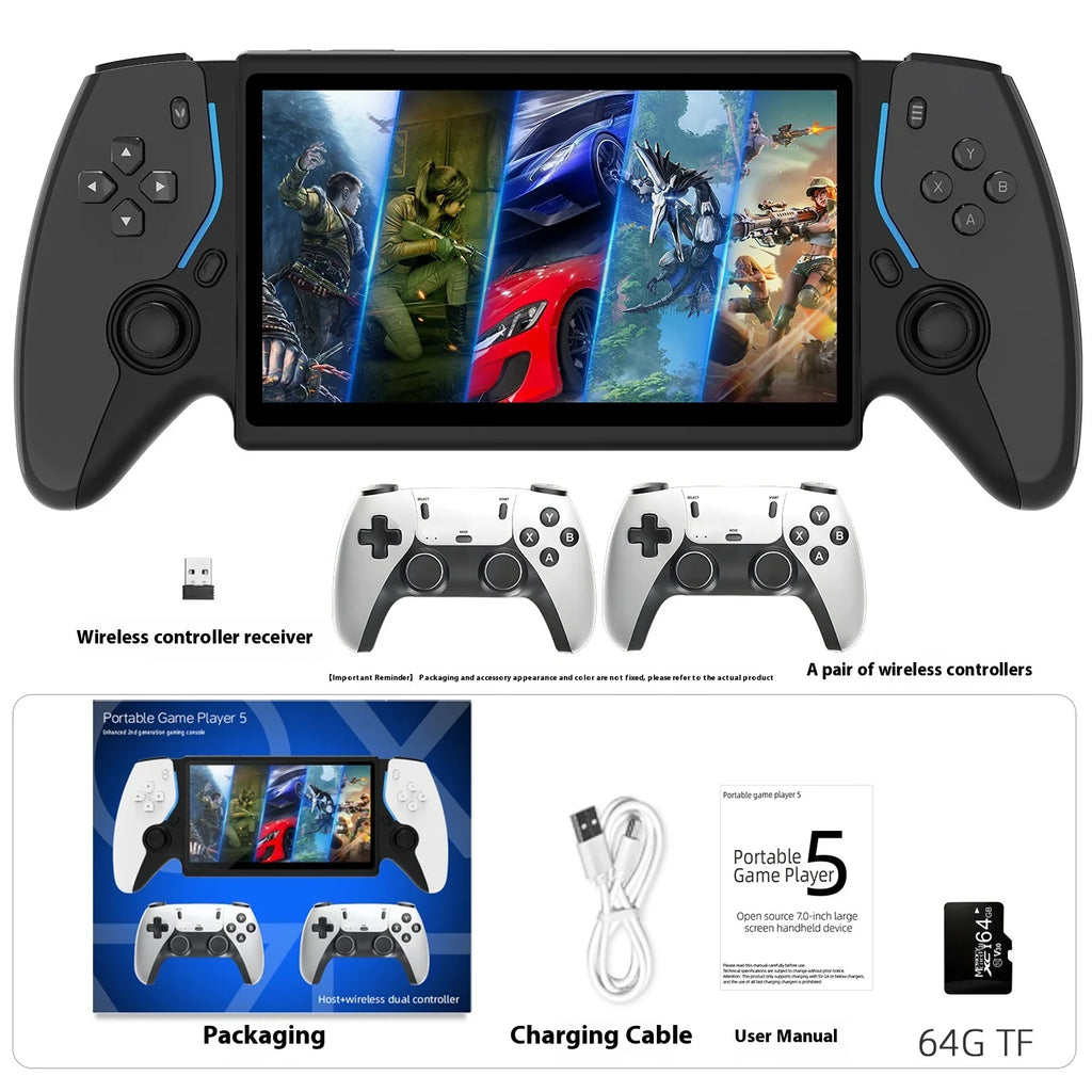 New PS5 7.0 Inch 64G Open Source System Dual Controller Handheld Game Console For PSP Street Fighter Competition