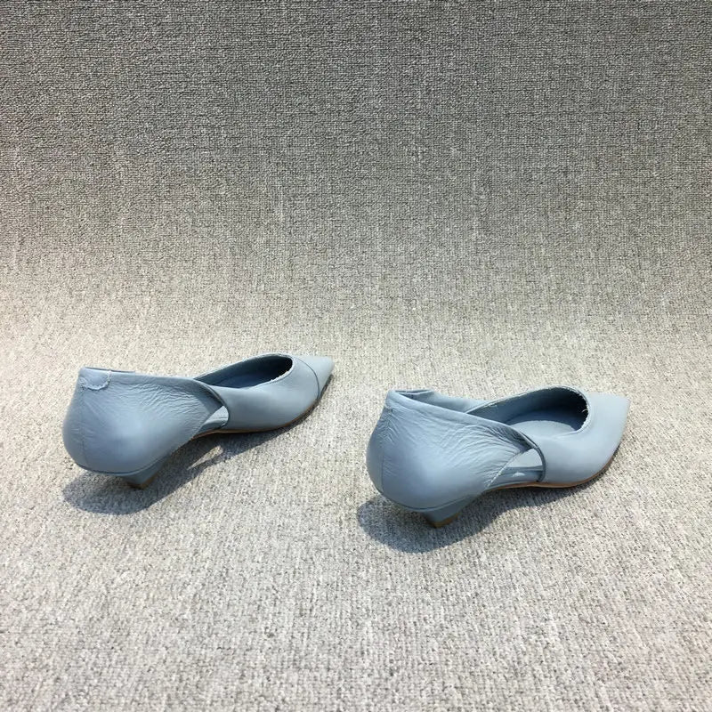 Shoes for Woman 2024 Comfortable Women's Summer Footwear Moccasins Blue Low Heel Elegant Pointed Toe High Quality Popular Young