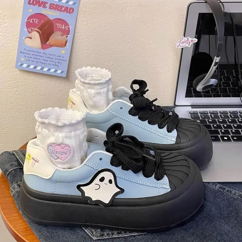 Shoes for Women High on Platform Round Toe Woman Footwear Trends 2025 Comfortable and Elegant Walking Aesthetic Vulcanized Shoe