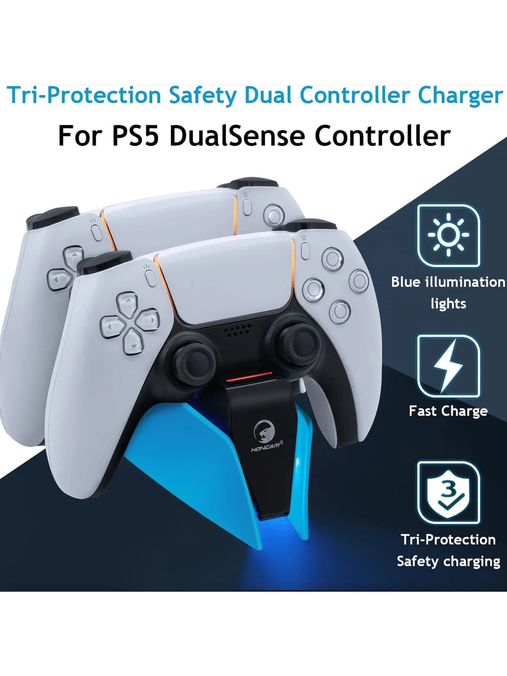Game Wireless Charging Station for PS5 with Dual Fast Charger Dock and LED Charging Indicators