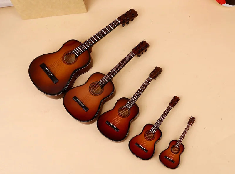 Wooden Musical Instruments Collection Decorative Ornaments Mini Classical Guitar With Support Miniature Model Decoration Gifts