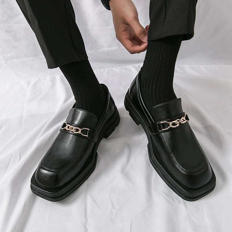 Male Luxury white Loafers Shoes Leather Shoe Men Platform Retro Business Work Shoes Spring Autumn Derby Shoes Low Top Man Casual