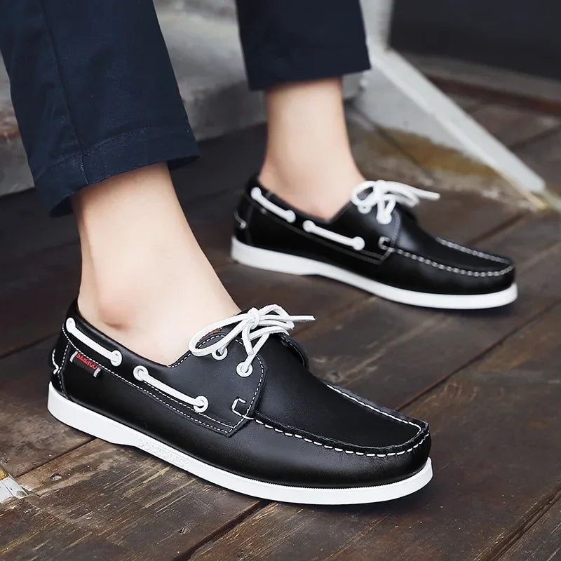 Shoes for Men Fashion Comfortable Loafers Genuine Leather Driving Shoes Men Sneakers Retro Boat Shoes Classic Designer Flats New
