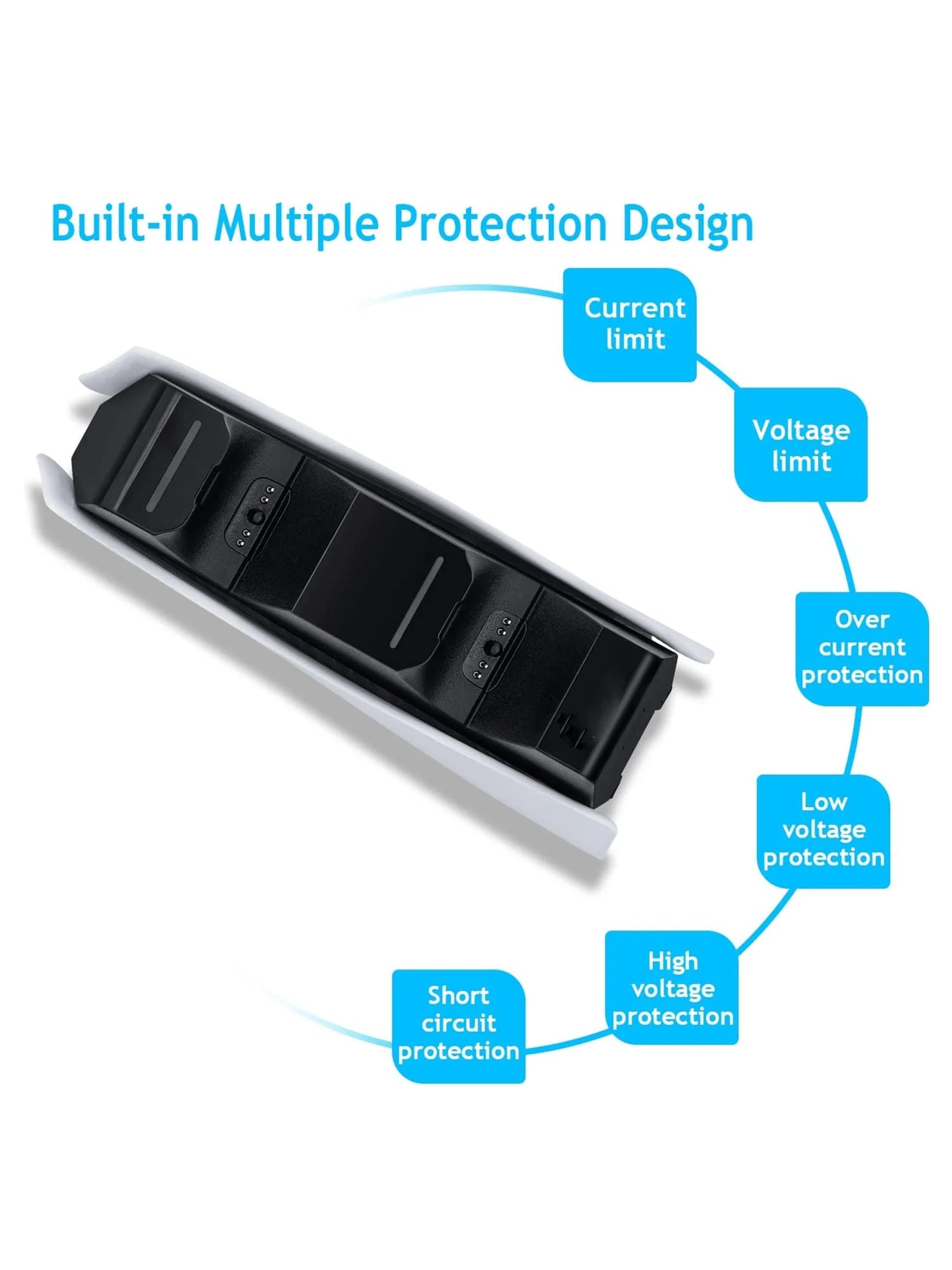Game Wireless Charging Station for PS5 with Dual Fast Charger Dock and LED Charging Indicators