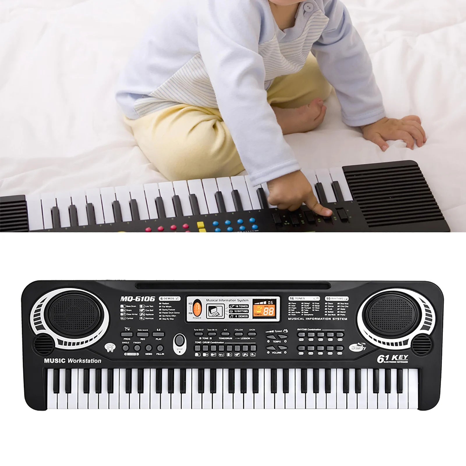 61‑Key Electric Digital Key Board Piano Musical Instruments Kids  with Microphone Musical Instruments  Electric Piano