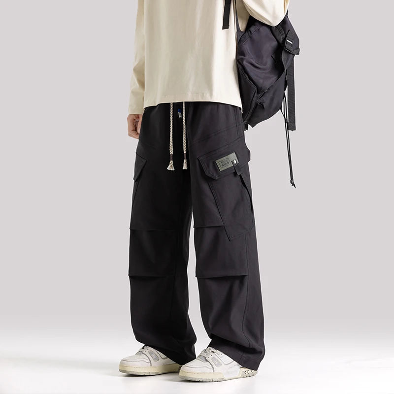 Baggy Pants For Man Casual Loose Fit Workwear Trousers Straight Leg Multiple Pockets Spring American Style