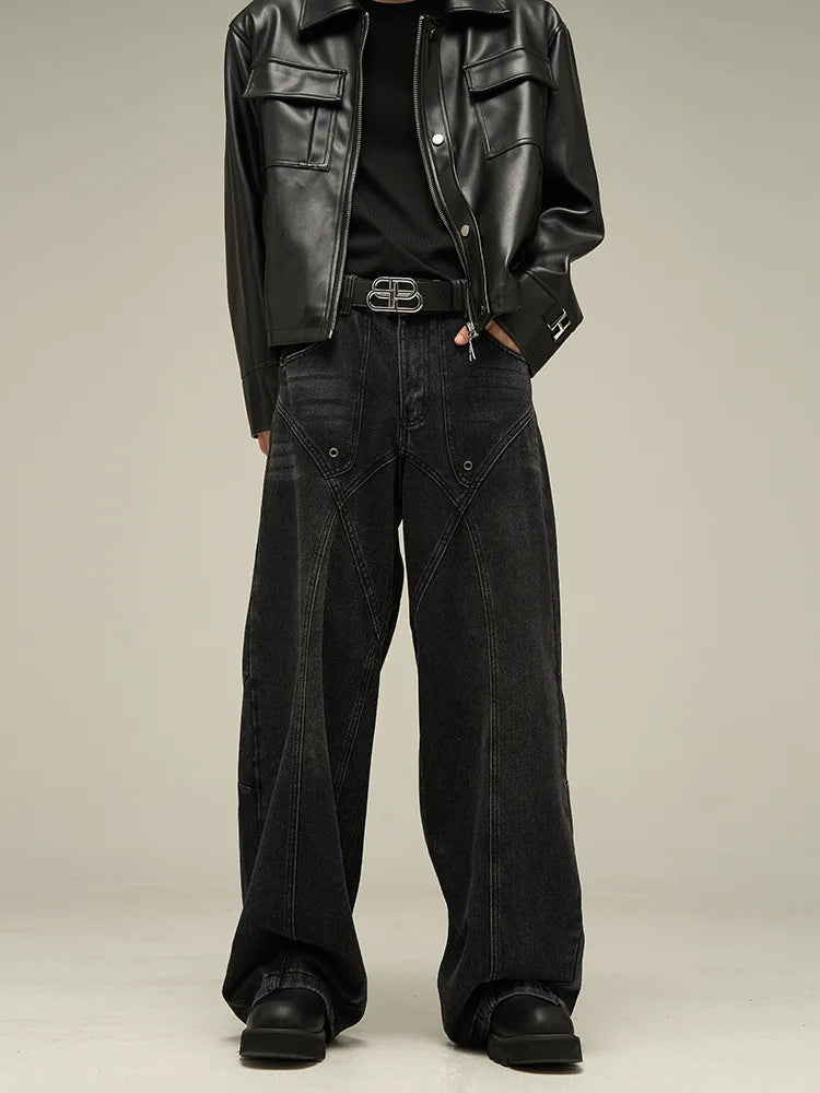 Baggy Jeans Men American Style Personality Vintage Wide Leg Trousers All-match Washed Fashion Streetwear Handsome Cool Pantalone