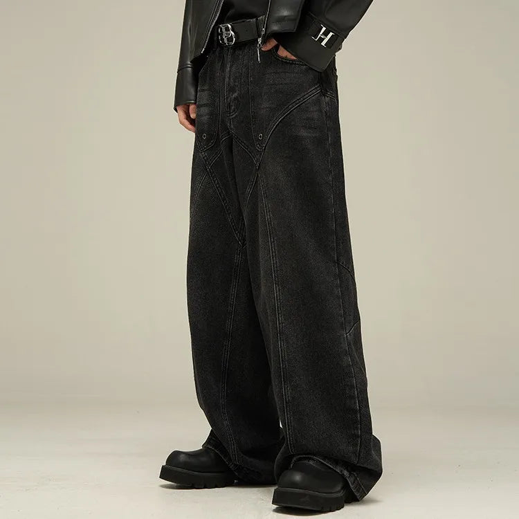 Baggy Jeans Men American Style Personality Vintage Wide Leg Trousers All-match Washed Fashion Streetwear Handsome Cool Pantalone