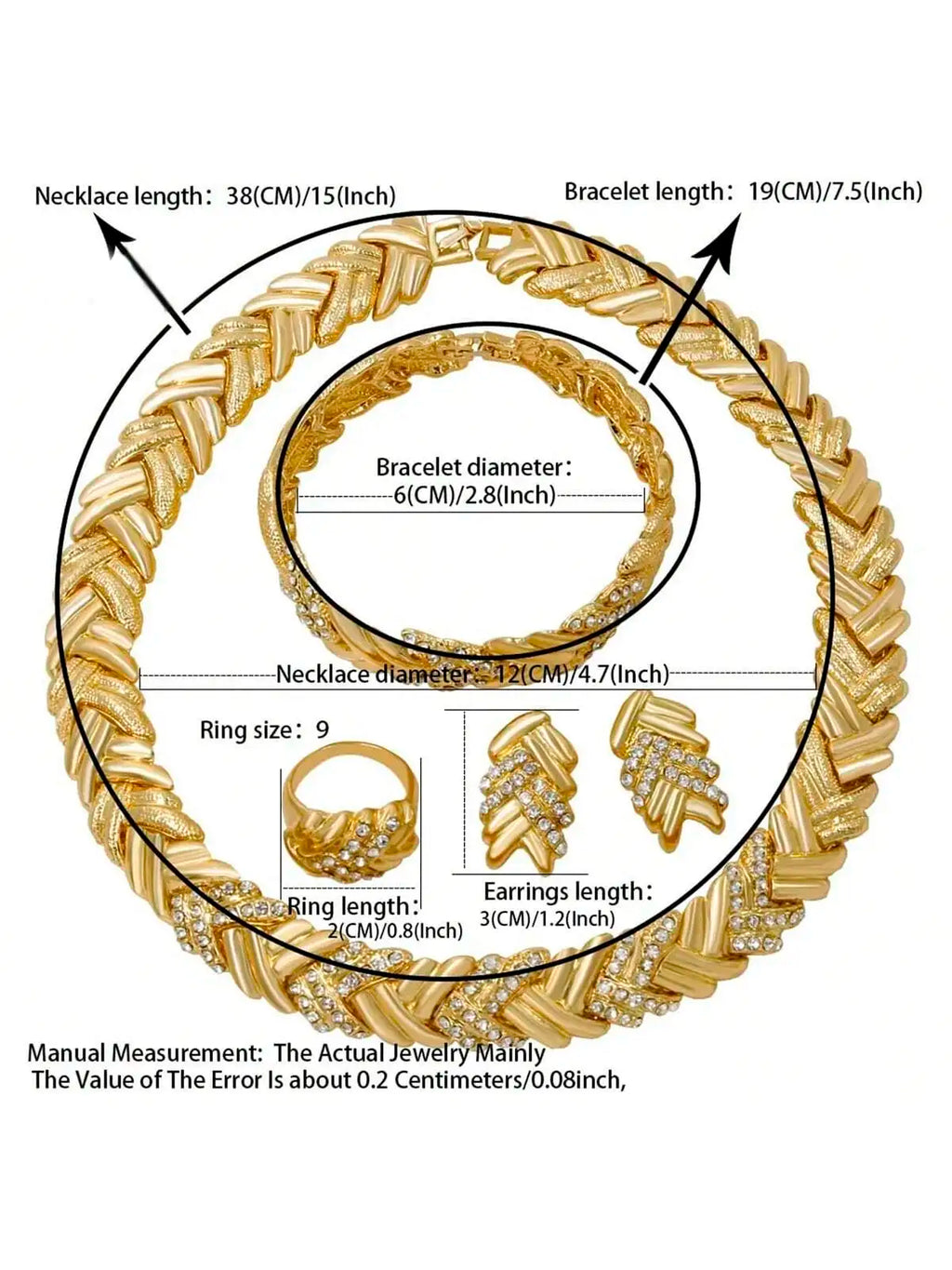 Dubai Jewelry Set For Woman 18K Gold Plated Luxury Necklace Earrings Bracelet and Ring Set Jewelry Wedding Party Trending