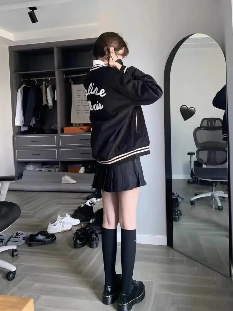 Loafers Thick Soled Retro Black Leather Shoes Women's 2025 Autumn Winter New Item Japanese Style College Style Lace Up Loafers