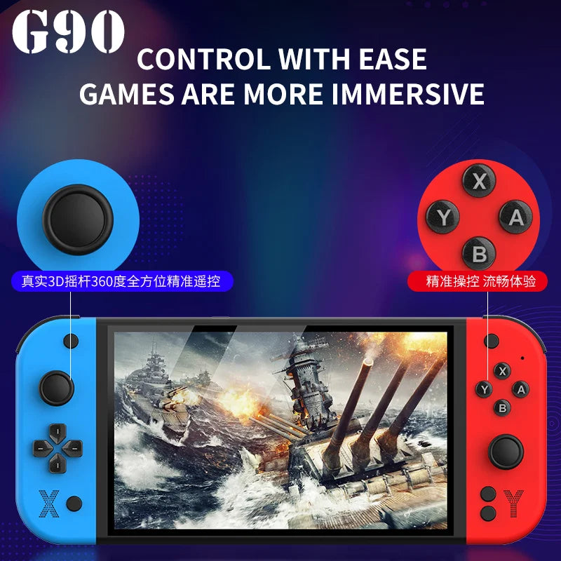 G90 7 inch 64GB 4000mAh high definition arcade handheld game console for PSP/PS1 nostalgic retro TV game controller