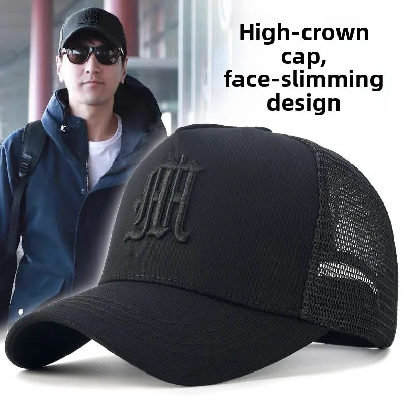 High-Crown Baseball Cap Men's Summer Faion Brand Face Slimming Hard-Top Wide-Eyelid Sun Protection Youth All Seasons Cotton...
