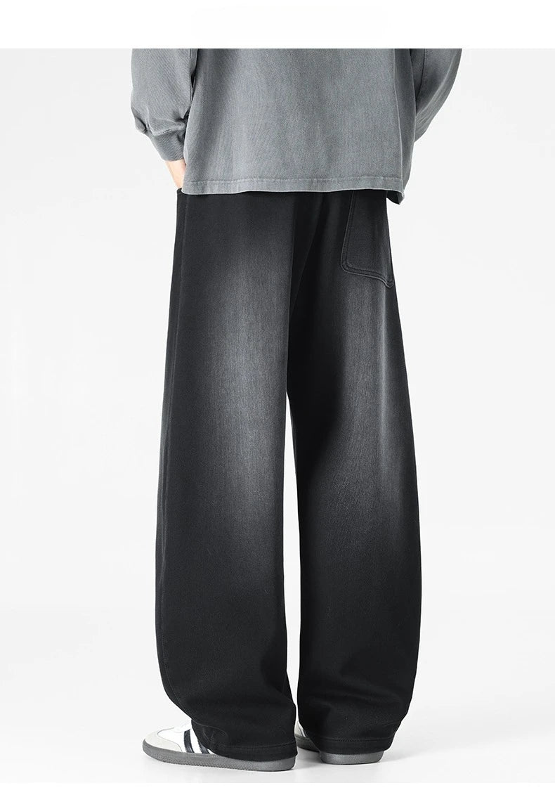 Baggy Jeans Men's Fashion 2026 New Wide Leg Straight Casual Drawstring Trousers Men's Clothing Fashion Vintage Denim Pants