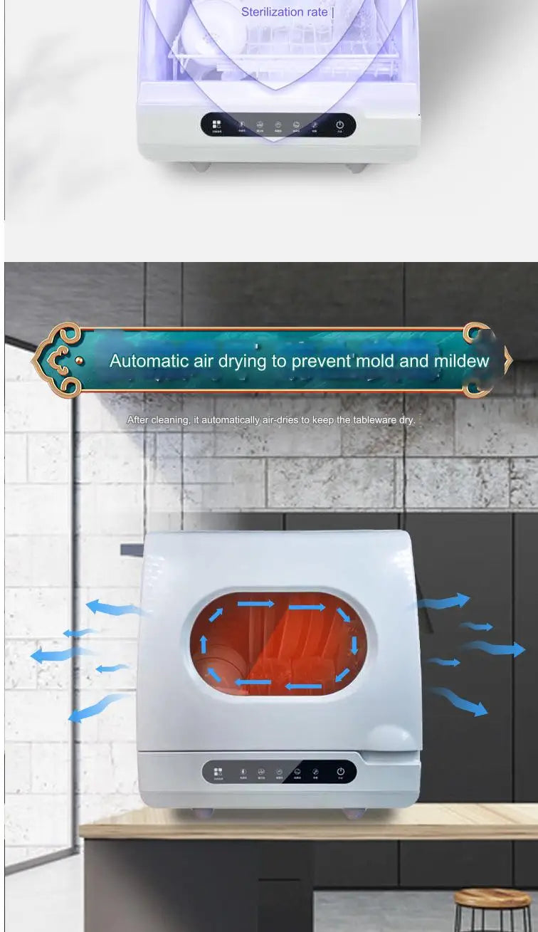 Household Portable Dishwashers Washing Machine Electric Heating Touch Control Small Table Top Automatic Countertop Dishwasher