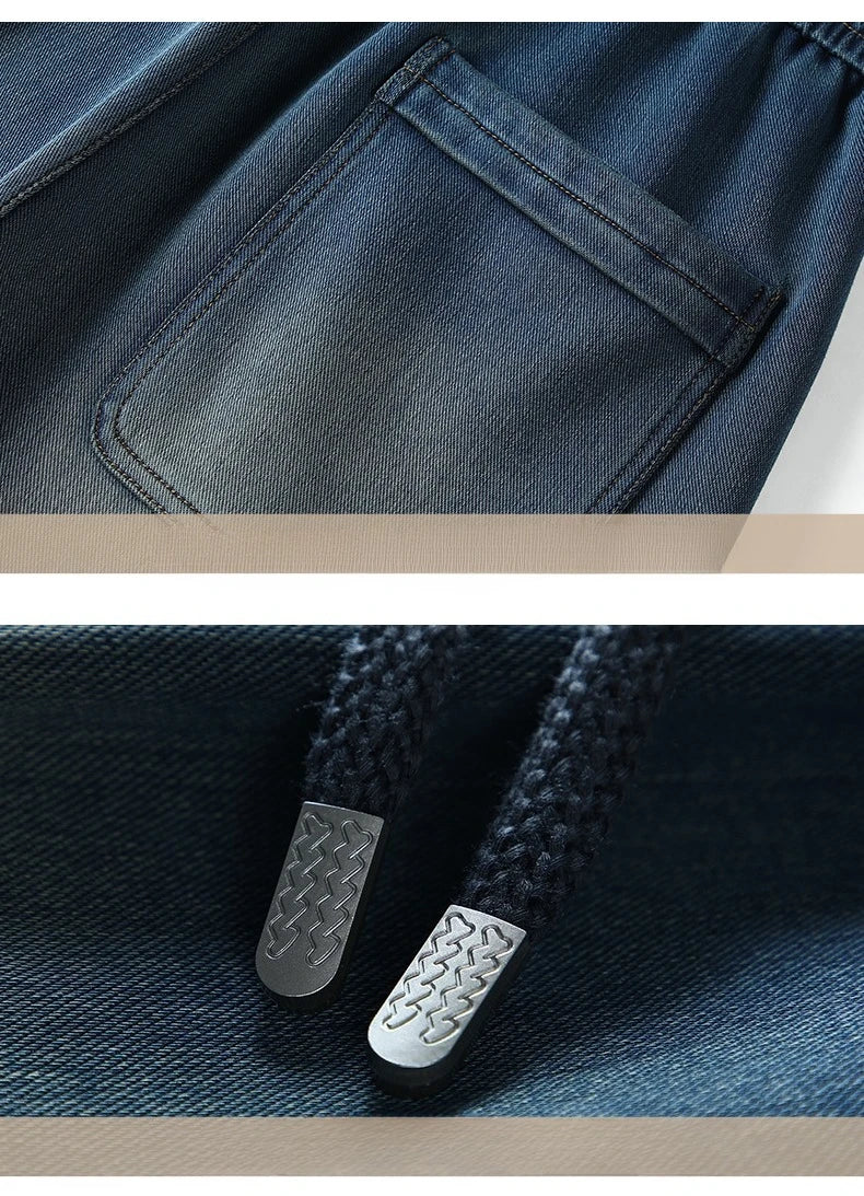 Baggy Jeans Men's Fashion 2026 New Wide Leg Straight Casual Drawstring Trousers Men's Clothing Fashion Vintage Denim Pants