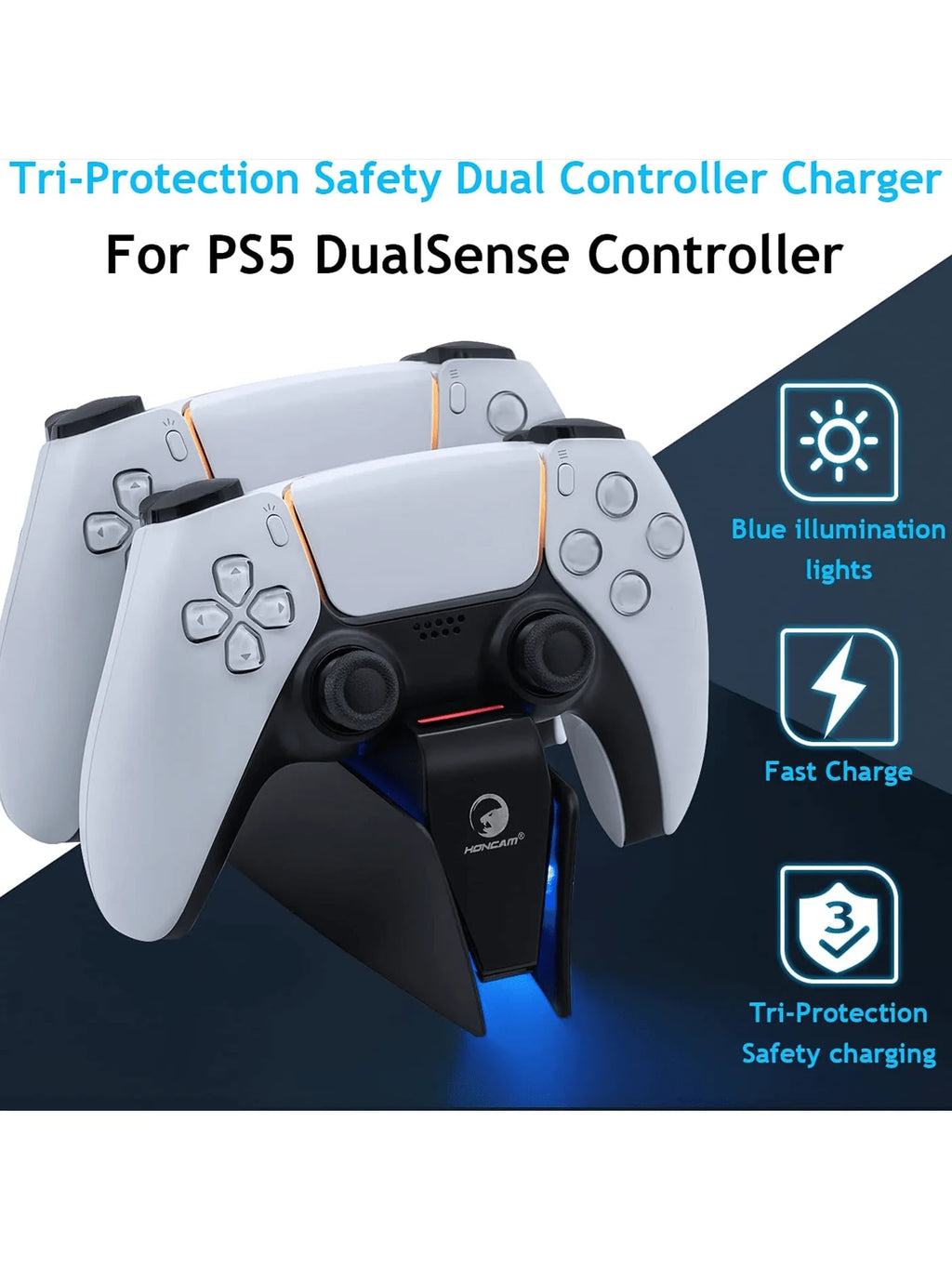 Game Wireless Charging Station for PS5 with Dual Fast Charger Dock and LED Charging Indicators