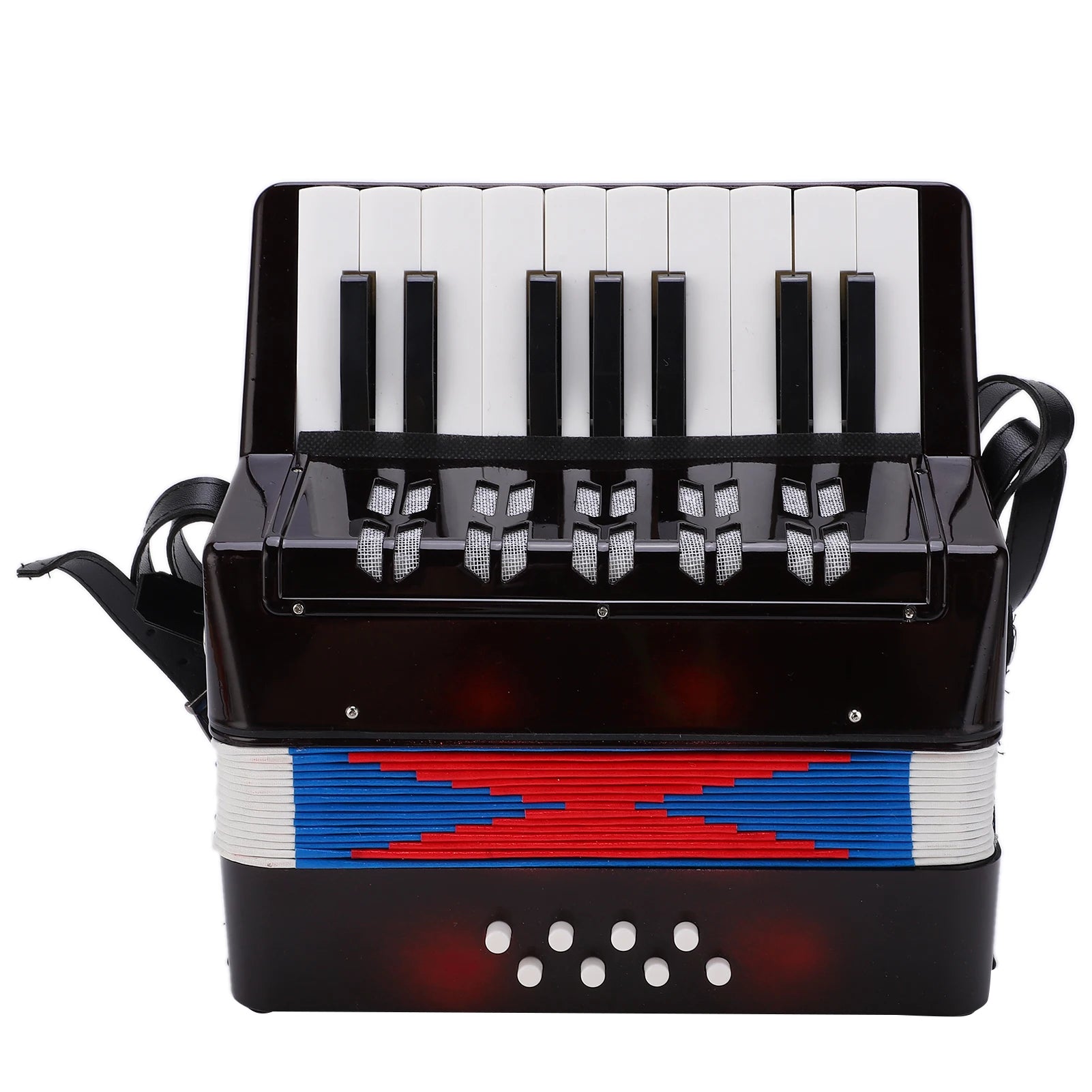Accordion Musical Piano Keyboard  Rhythm Training Spring Instrument 17 Key 8 Bass Black Accordion  Instrument Accordion