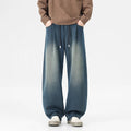 Baggy Jeans Men's Fashion 2026 New Wide Leg Straight Casual Drawstring Trousers Men's Clothing Fashion Vintage Denim Pants