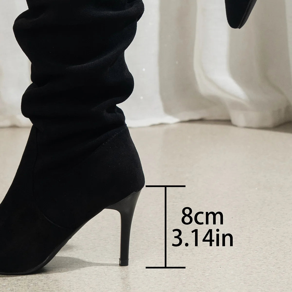 Shoes for Women Elegant Heeled Footwear Long New High Heels Autumn Winter Knee Suede Solid Color Pointed Toe Ladies Botas Mujer