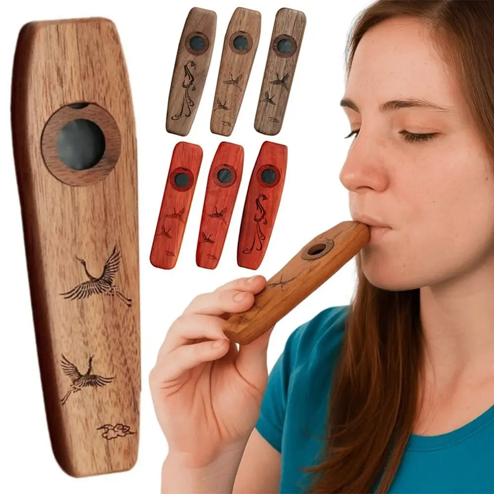 Musical Instrument Creative Wooden Kazoo Professional Portable Accompaniment Kazoo Smooth Lightweight Wind Instrument Music Gift