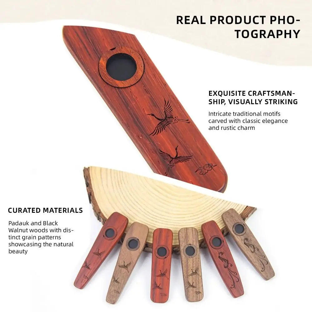 Musical Instrument Creative Wooden Kazoo Professional Portable Accompaniment Kazoo Smooth Lightweight Wind Instrument Music Gift