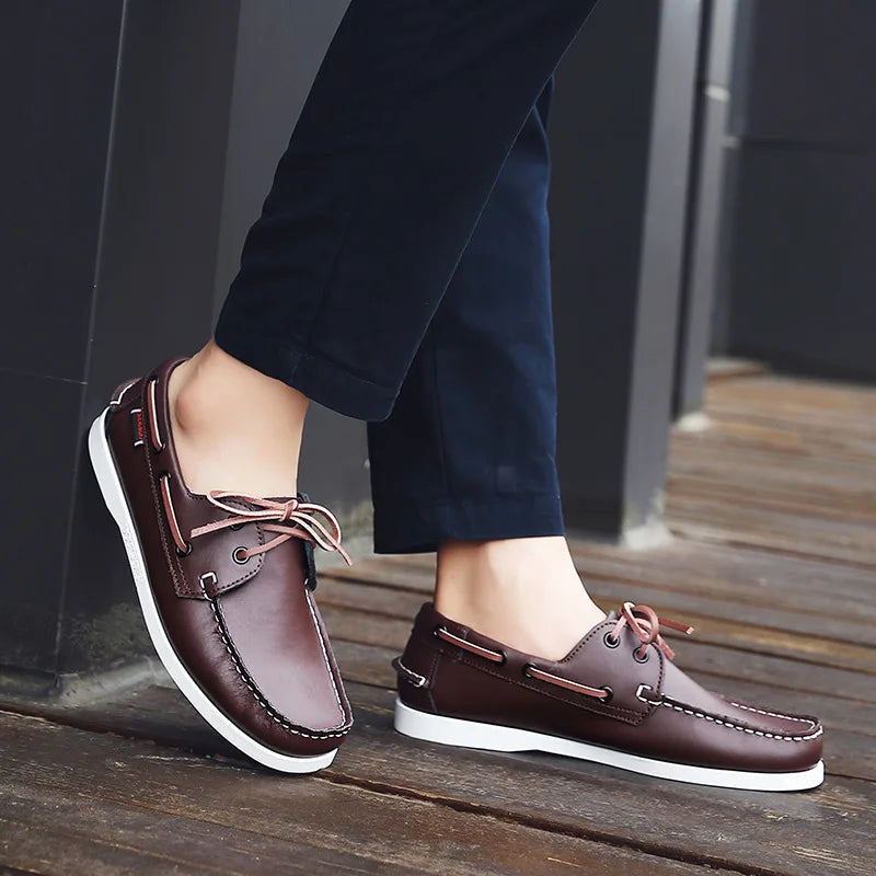 Shoes for Men Fashion Comfortable Loafers Genuine Leather Driving Shoes Men Sneakers Retro Boat Shoes Classic Designer Flats New