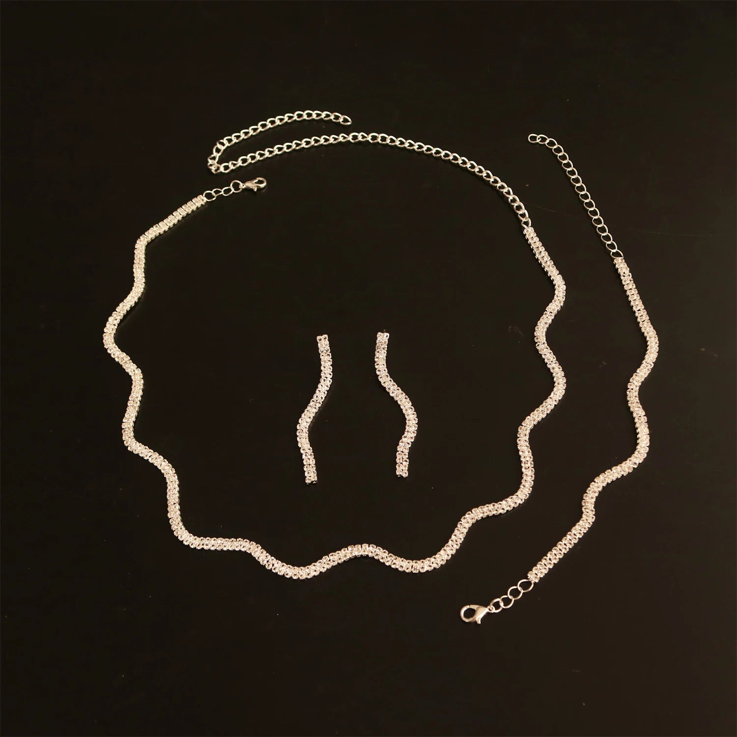 Luxury Wedding Jewelry Set: Necklace, Bracelet and Earring Set, Exquisite Crystal Jewelry, Women's Wedding Party Costumes