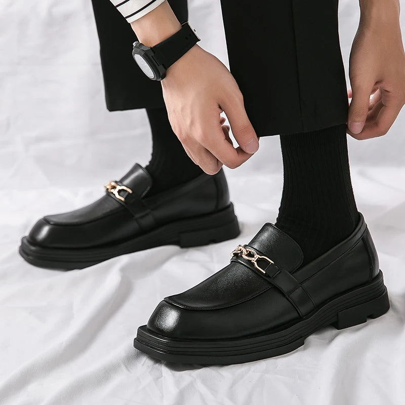 Male Luxury white Loafers Shoes Leather Shoe Men Platform Retro Business Work Shoes Spring Autumn Derby Shoes Low Top Man Casual