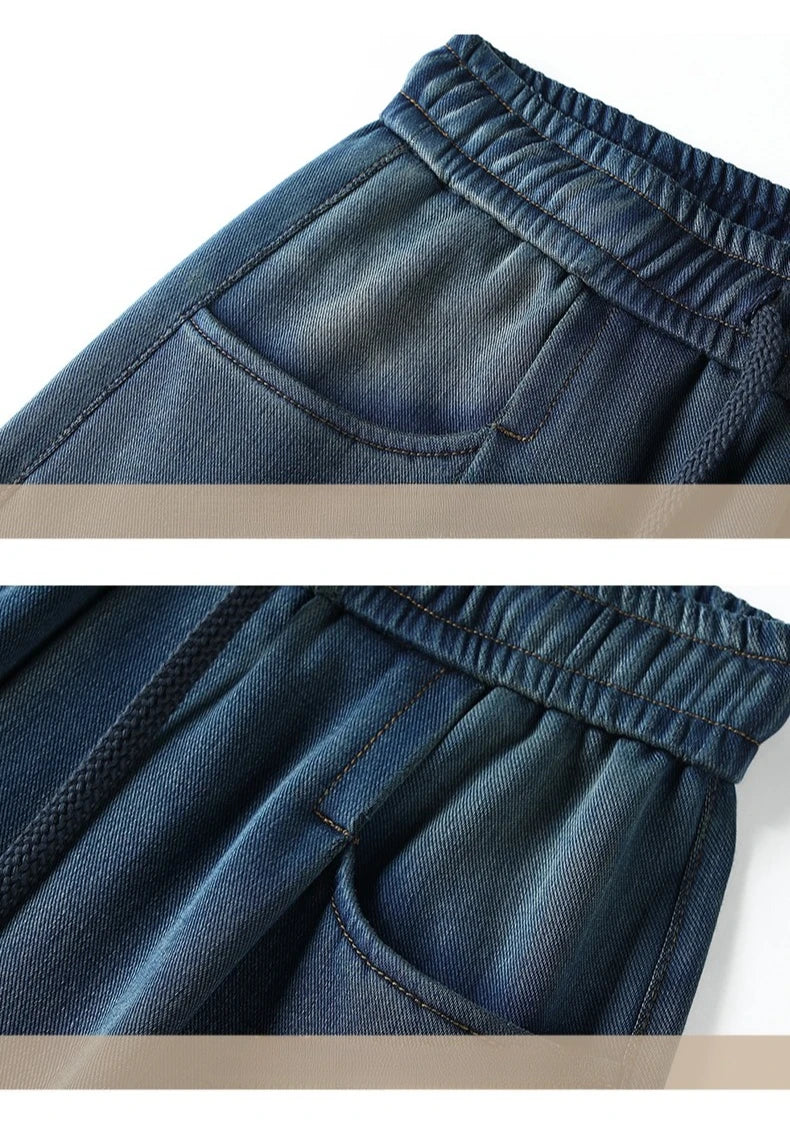 Baggy Jeans Men's Fashion 2026 New Wide Leg Straight Casual Drawstring Trousers Men's Clothing Fashion Vintage Denim Pants