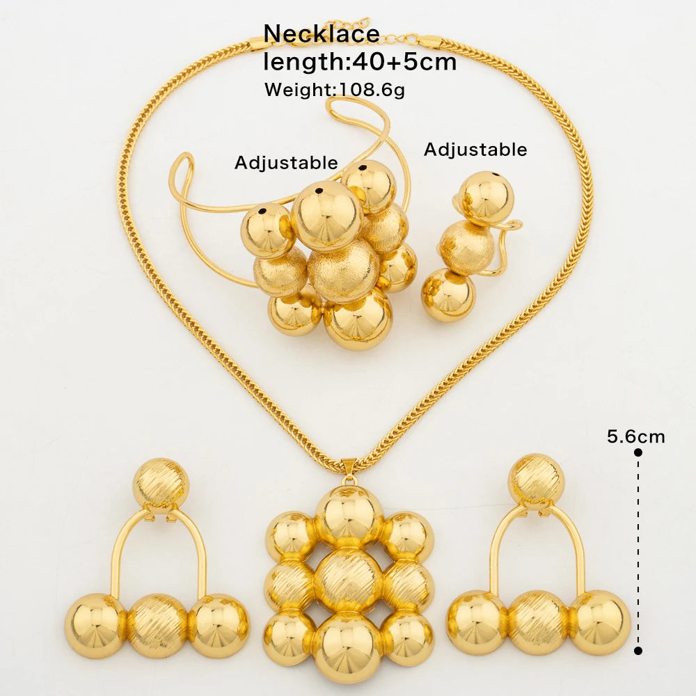 Jewelry Set for Women Luxury Pendant Necklace and Dangle Earrings Weddings Bridal Bangle Ring Set Gifts ﻿