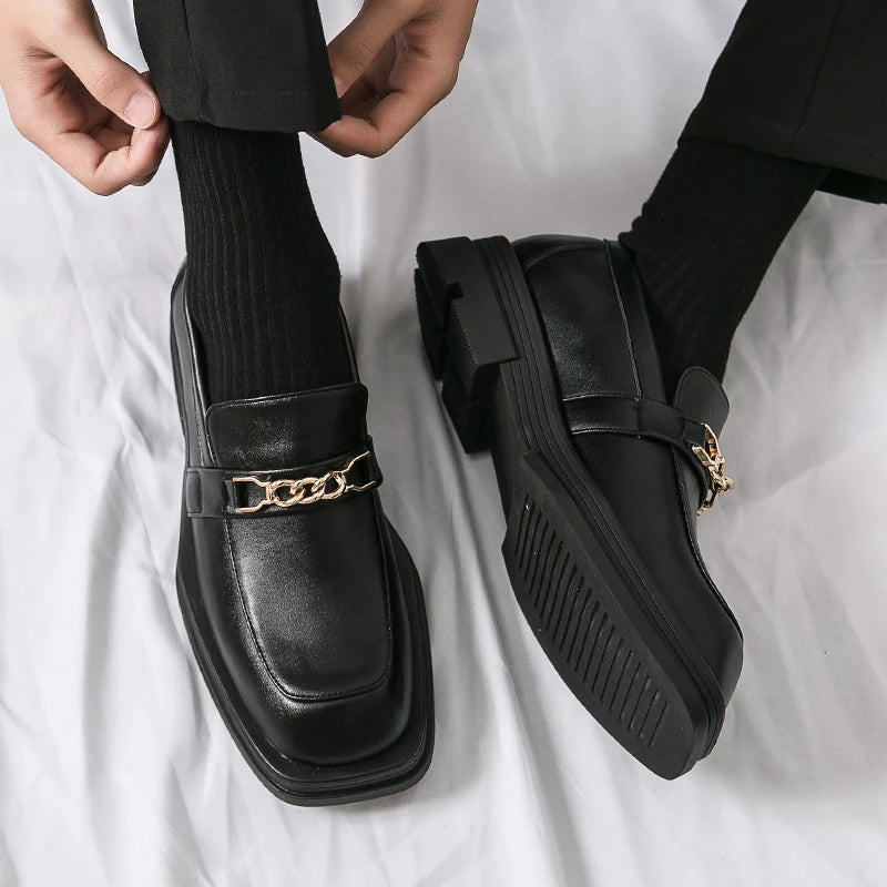 Male Luxury white Loafers Shoes Leather Shoe Men Platform Retro Business Work Shoes Spring Autumn Derby Shoes Low Top Man Casual