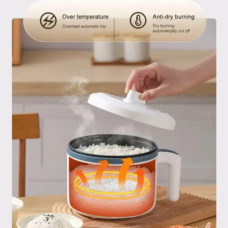 Household Electric Cooking Machine 1-2 People Hot Pot Stew Heating Eggs Soup Non-stick Pan Multifunction Electric Rice Cooker