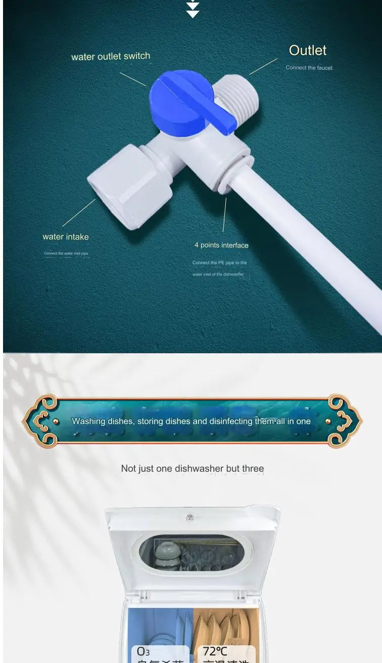 Household Portable Dishwashers Washing Machine Electric Heating Touch Control Small Table Top Automatic Countertop Dishwasher