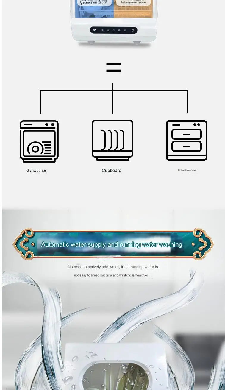 Household Portable Dishwashers Washing Machine Electric Heating Touch Control Small Table Top Automatic Countertop Dishwasher