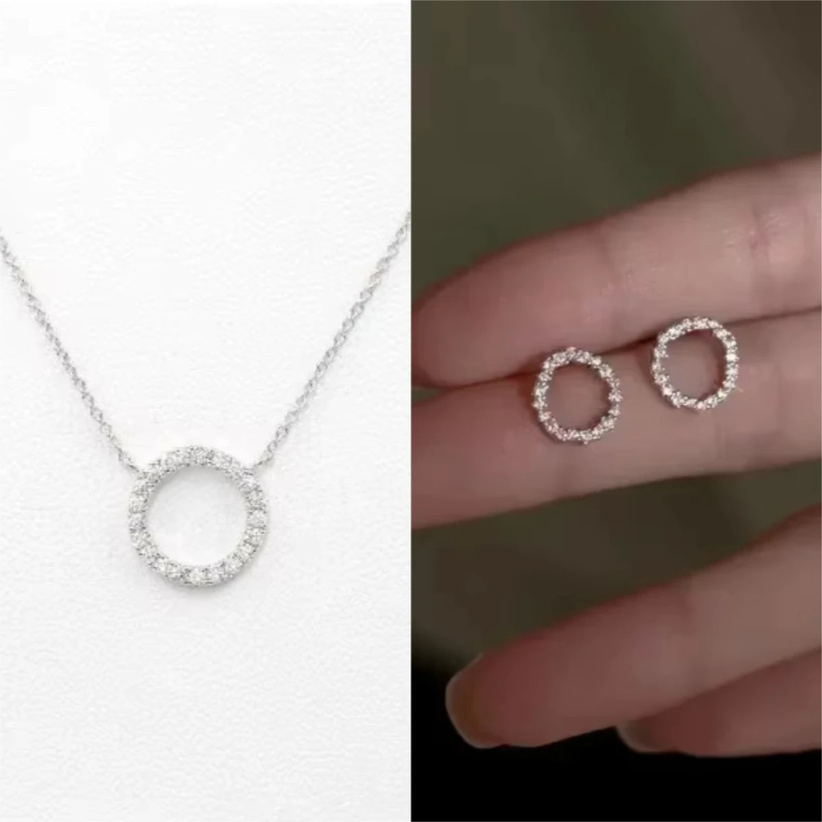 Fashion Trend Elegant Jewelry Simple Crystal Circle Pendant Necklace Golden Color Unquie Women Necklace Party Gift Wholesale
