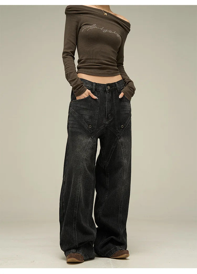 Baggy Jeans Men American Style Personality Vintage Wide Leg Trousers All-match Washed Fashion Streetwear Handsome Cool Pantalone