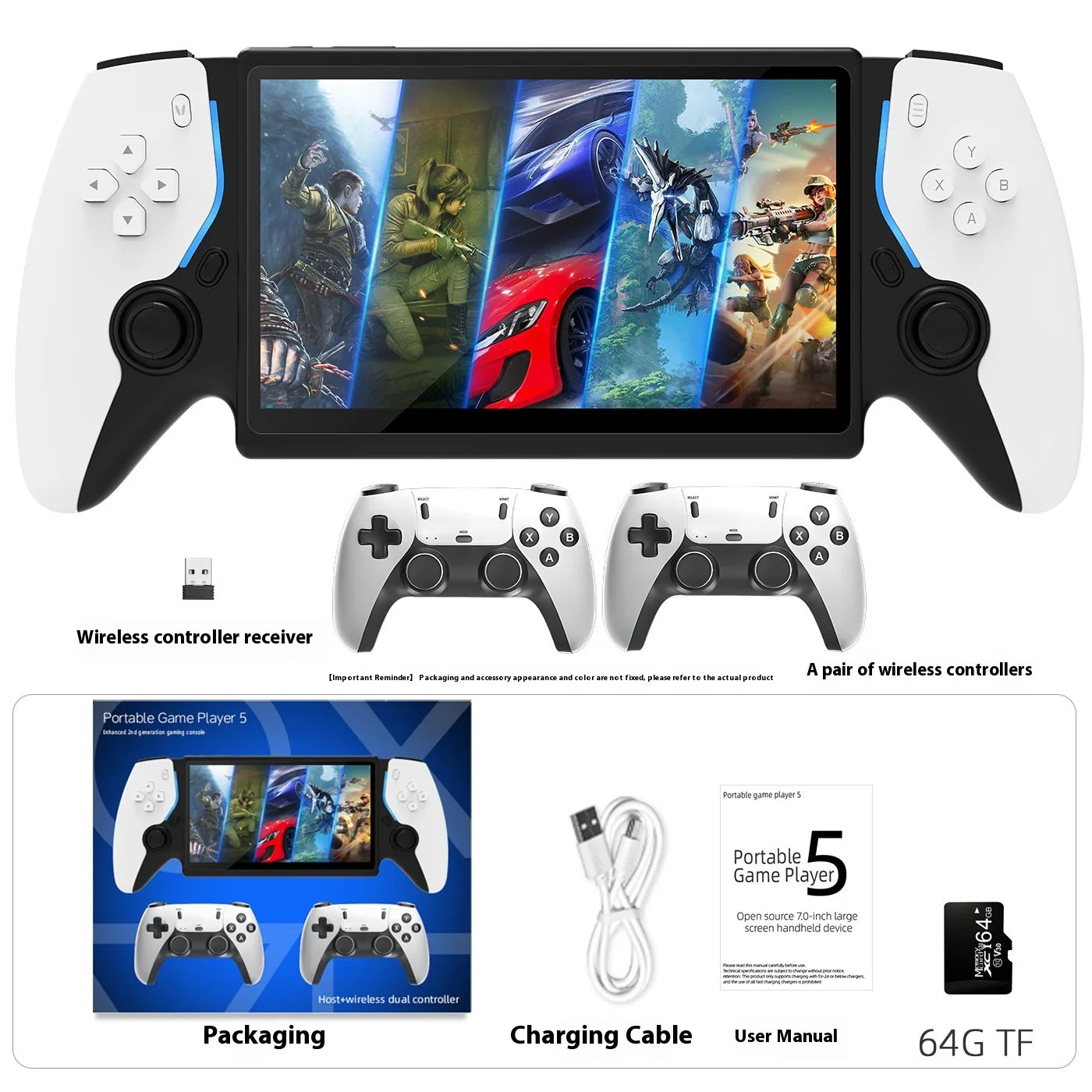 New PS5 7.0 Inch 64G Open Source System Dual Controller Handheld Game Console For PSP Street Fighter Competition